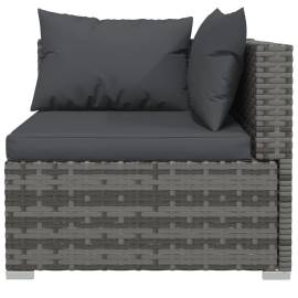 Set mobilier de grădină cu perne, 9 piese, gri, poliratan, 6 image