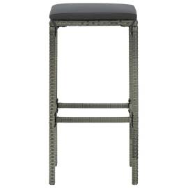 Set mobilier bar de grădină cu perne, 5 piese, gri, 4 image