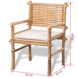 Set mobilier bistro cu perne, 3 piese, bambus, 8 image