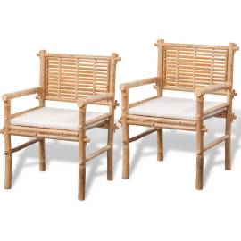 Set mobilier bistro cu perne, 3 piese, bambus, 3 image