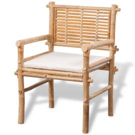 Set mobilier bistro cu perne, 3 piese, bambus, 6 image