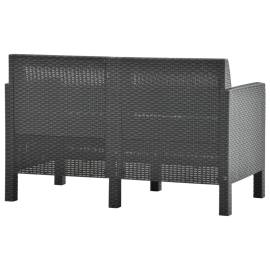 Set mobilier de grădină cu perne, 4 piese, antracit, pp ratan, 6 image