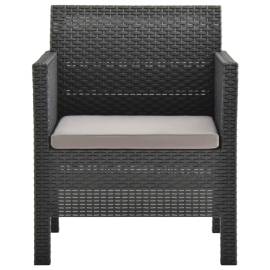 Set mobilier de grădină cu perne, 4 piese, antracit, pp ratan, 8 image