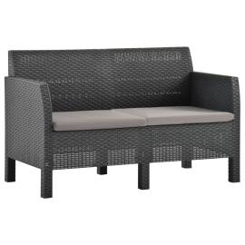 Set mobilier de grădină cu perne, 4 piese, antracit, pp ratan, 3 image