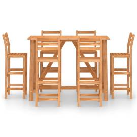 Set mobilier bar de exterior, 7 piese, lemn masiv de acacia, 3 image