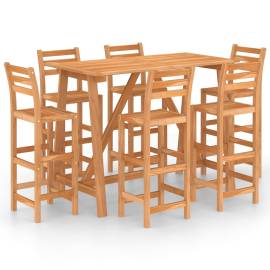 Set mobilier bar de exterior, 7 piese, lemn masiv de acacia, 2 image