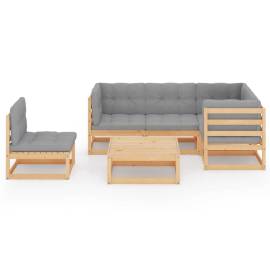Set mobilier de grădină cu perne, 6 piese, lemn masiv de pin, 3 image