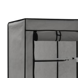Șifonier cu bare și compartimente, gri, 150x45x175 cm, textil, 7 image