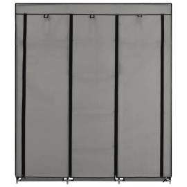 Șifonier cu bare și compartimente, gri, 150x45x175 cm, textil, 4 image