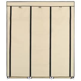 Șifonier cu compartimente și bare, crem, 150x45x175 cm, textil, 4 image