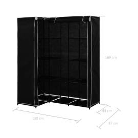 Șifonier de colț, negru, 130 x 87 x 169 cm, 7 image