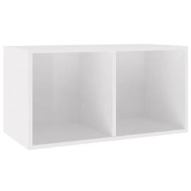 Cutie de depozitare viniluri, alb extralucios, 71x34x36 cm lemn, 2 image