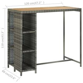 Set mobilier bar de grădină cu perne, 5 piese, gri, poliratan, 8 image