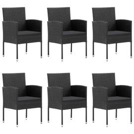 Set mobilier de grădină, 7 piese, negru, poliratan, 3 image