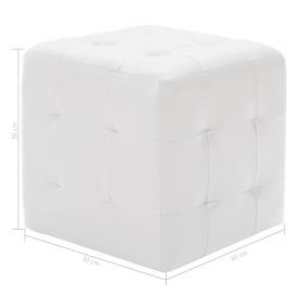 Taburet, 2 buc., alb, 30x30x30 cm, piele ecologică, 5 image