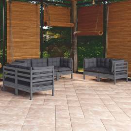 Set mobilier grădină cu perne, 7 piese, lemn masiv pin