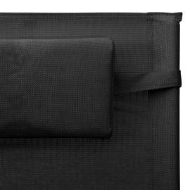Șezlonguri, 2 buc., negru și gri, textilenă, 7 image