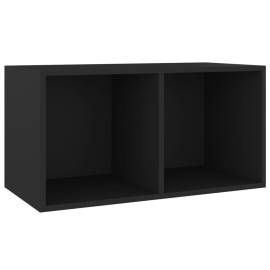 Cutie de depozitare viniluri, negru, 71x34x36 cm, lemn compozit, 2 image