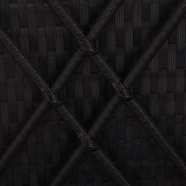 Șezlong cu copertină și pernă, negru, poliratan, 10 image