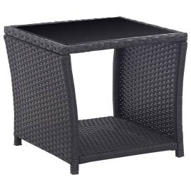 Set mobilier de bistro cu perne, 3 piese, negru, poliratan, 2 image