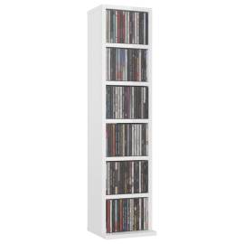 Dulap cd-uri, alb extralucios, 21x20x88 cm, lemn compozit, 3 image