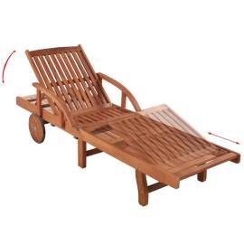 Șezlong de plajă cu masă, lemn masiv de acacia, 4 image