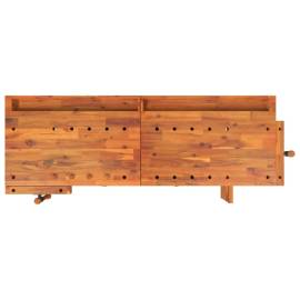 Banc de lucru cu sertare și menghine, 162x62x83 cm, lemn acacia, 7 image