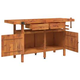 Banc de lucru cu sertare și menghine, 162x62x83 cm, lemn acacia, 6 image