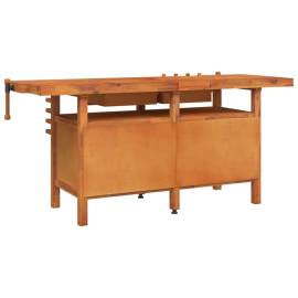 Banc de lucru cu sertare și menghine, 192x62x83 cm, lemn acacia, 6 image