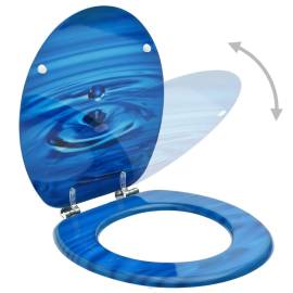 Scaune wc cu capac, 2 buc., albastru, mdf, model strop de apă, 2 image
