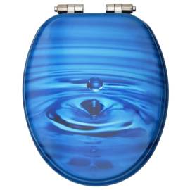 Capac wc închidere silențioasă, albastru, mdf, picătură de apă, 5 image