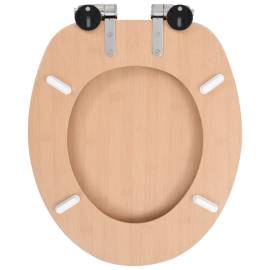 Capac wc cu închidere silențioasă, mdf, design bambus, 5 image