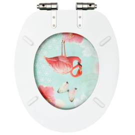 Capac wc cu închidere silențioasă, mdf, model flamingo, 6 image