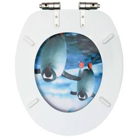 Capac wc cu închidere silențioasă, mdf, model pinguini, 6 image