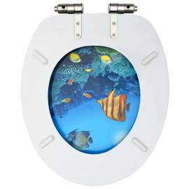 Capac wc cu închidere silențioasă, mdf, model subacvatic, 6 image