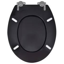 Capace wc cu închidere silențioasă, 2 buc, negru, mdf, 5 image