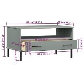 Măsuță cafea picioare metalice gri 85x50x45cm lemn masiv "oslo", 8 image