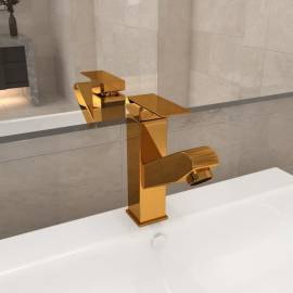 Robinet chiuvetă de baie retractabil, auriu, 157x172 mm