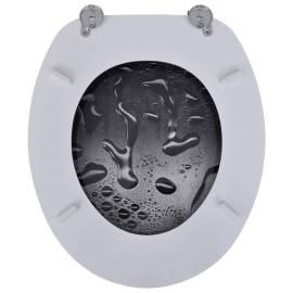 Scaun de toaletă cu capac din mdf, design cu picături de apă, 6 image