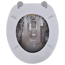 Scaun de toaletă cu capac din mdf, design din porțelan, 5 image