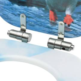 Scaune wc, capac silențios, 2 buc., mdf, model pinguini, 7 image