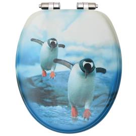Scaune wc, capac silențios, 2 buc., mdf, model pinguini, 5 image