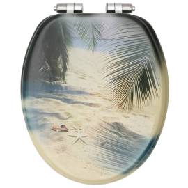 Scaune wc, capac silențios, 2 buc., mdf, model plajă, 5 image