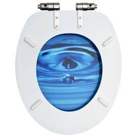 Scaune wc capac silențios, 2 buc., albastru, mdf, model stropi, 6 image