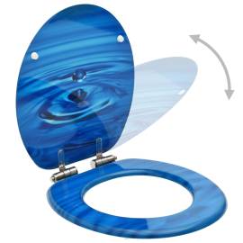 Scaune wc capac silențios, 2 buc., albastru, mdf, model stropi, 2 image