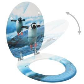 Scaune wc cu capac, 2 buc., mdf, model pinguin, 2 image