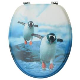 Scaune wc cu capac, 2 buc., mdf, model pinguin, 5 image