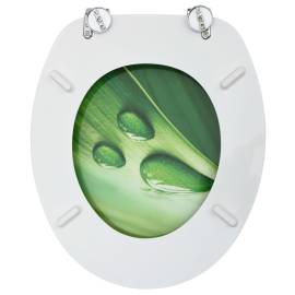 Scaune wc cu capac, 2 buc., mdf, verde, model stropi de apă, 6 image
