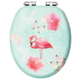 Scaune wc cu capac silențios, 2 buc., mdf, model flamingo, 5 image
