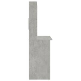 Birou cu rafturi, gri beton, 102x45x148 cm, lemn compozit, 6 image